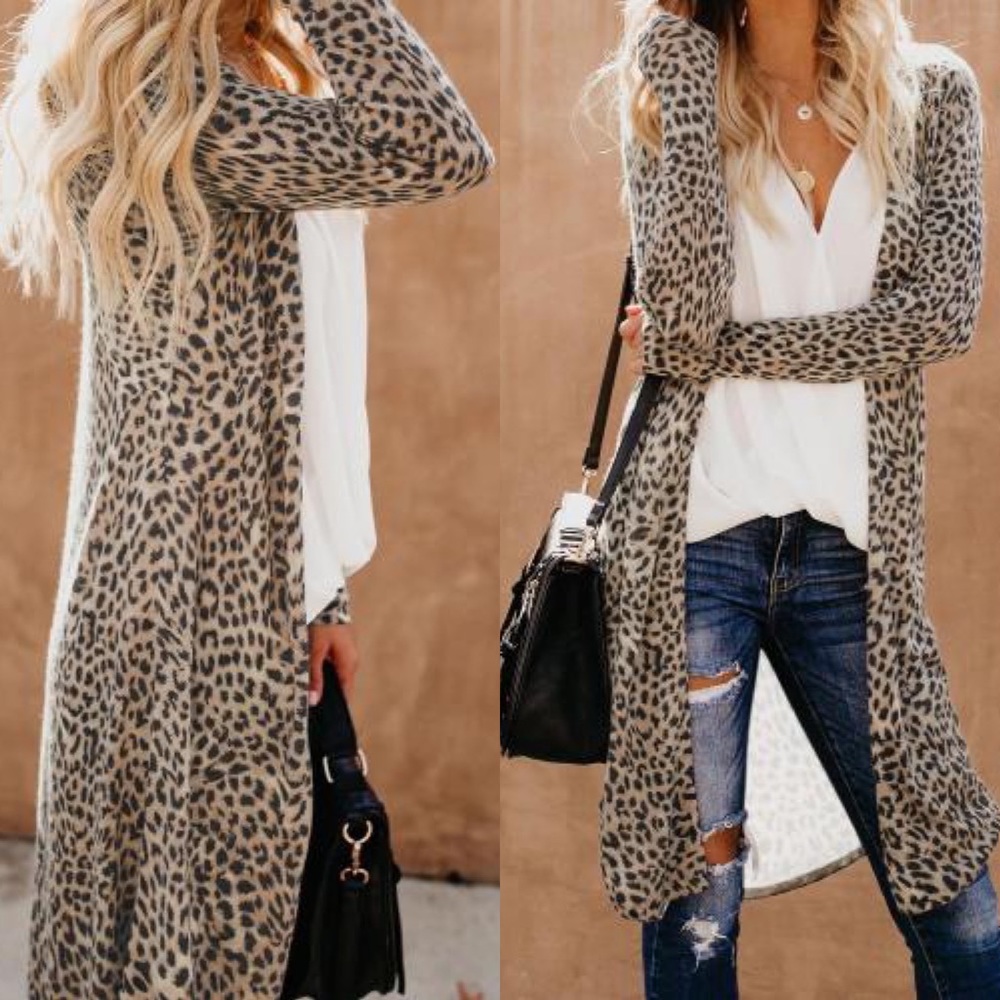 Leopard Print Long Cardigan